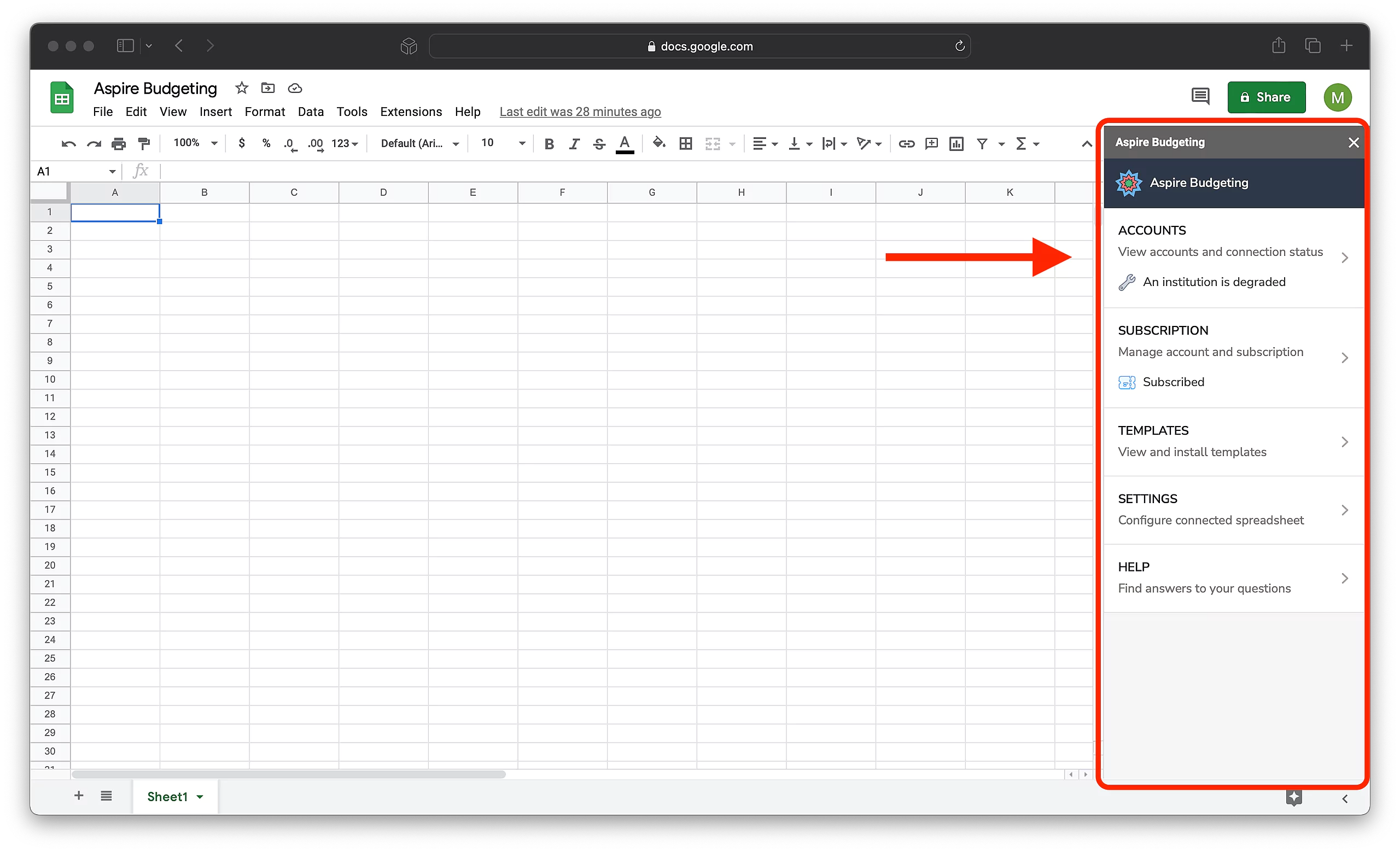 Add-on running in Google Sheets